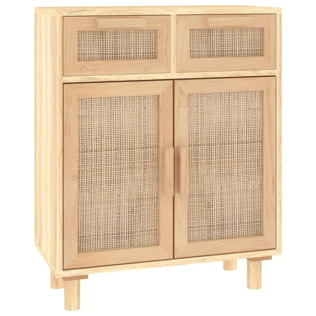 Sideboard Brown 60x30x75 cm Solid Wood Pine and Natural Rattan 345638