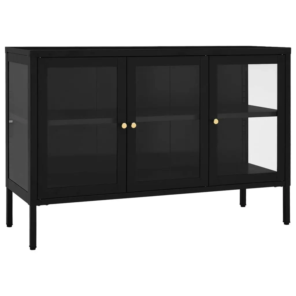 Sideboard Black 105x35x70 cm Steel and Glass 336067