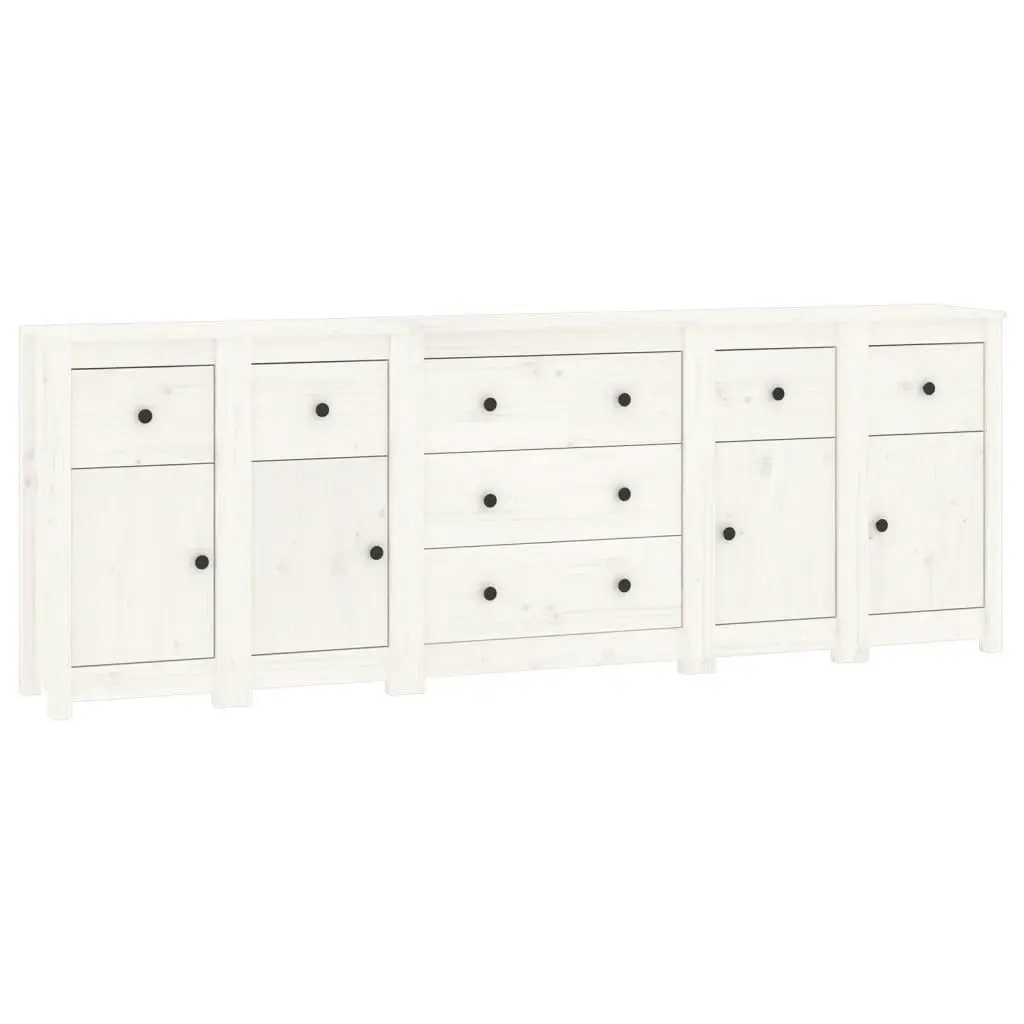 Sideboard White 230x35x80 cm Solid Wood Pine 3114095