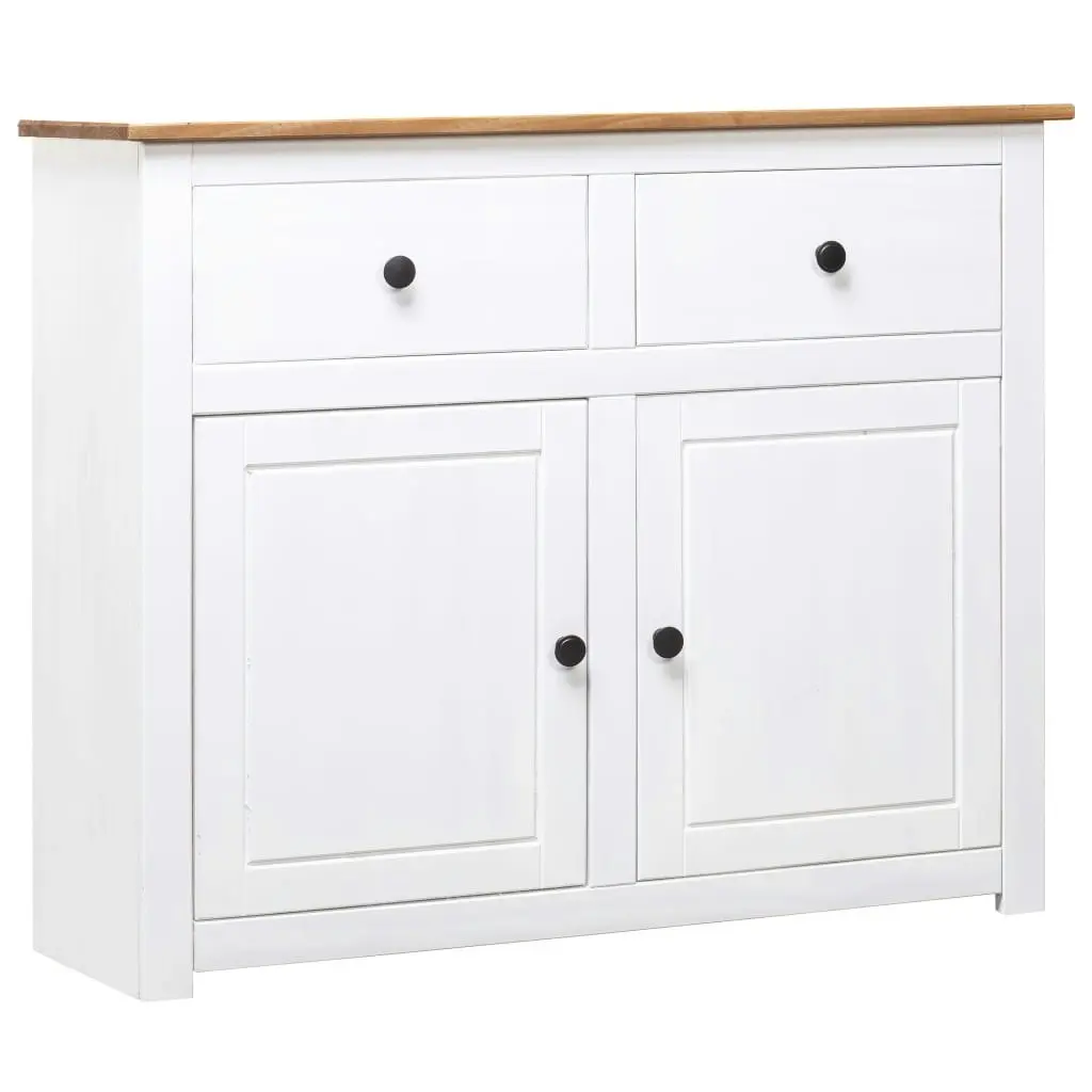 Sideboard White 93x40x80 cm Solid Pinewood Panama Range 282699