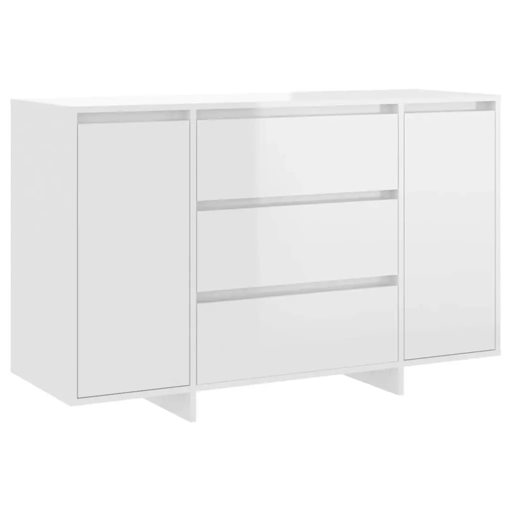 Sideboard with 3 Drawers High Gloss White 120x41x75 cm Engineered Wood 809617