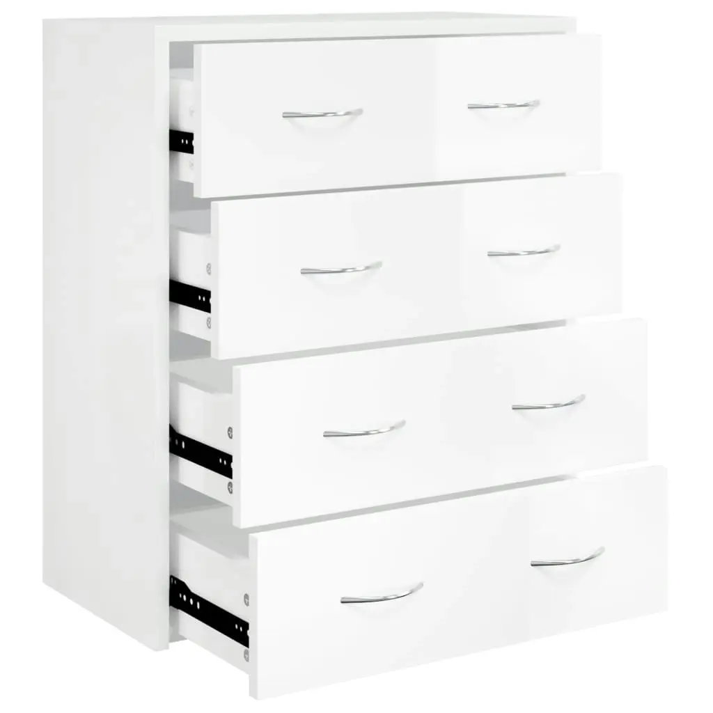 Sideboard with 4 Drawers 60x30.5x71 cm High Gloss White 342579