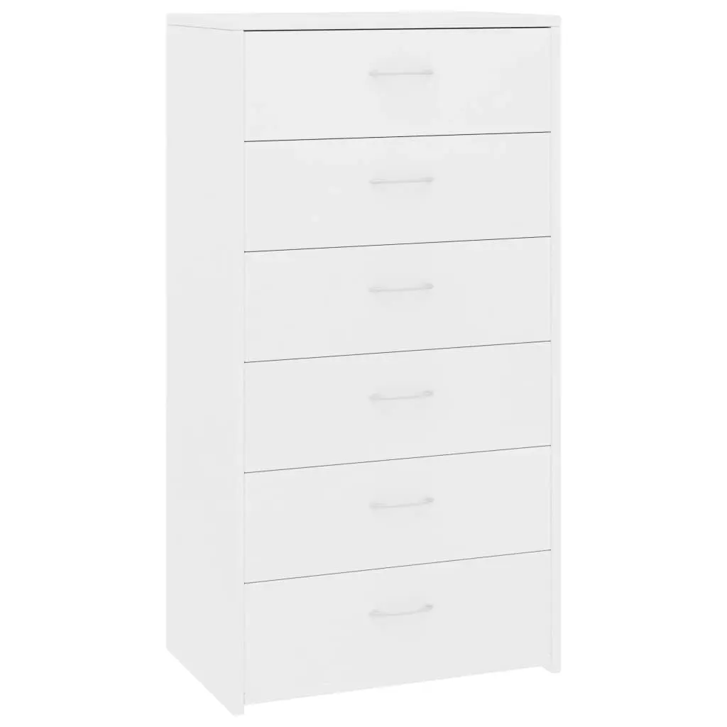 Sideboard with 6 Drawers White 50x34x96 cm Engineered Wood 800666