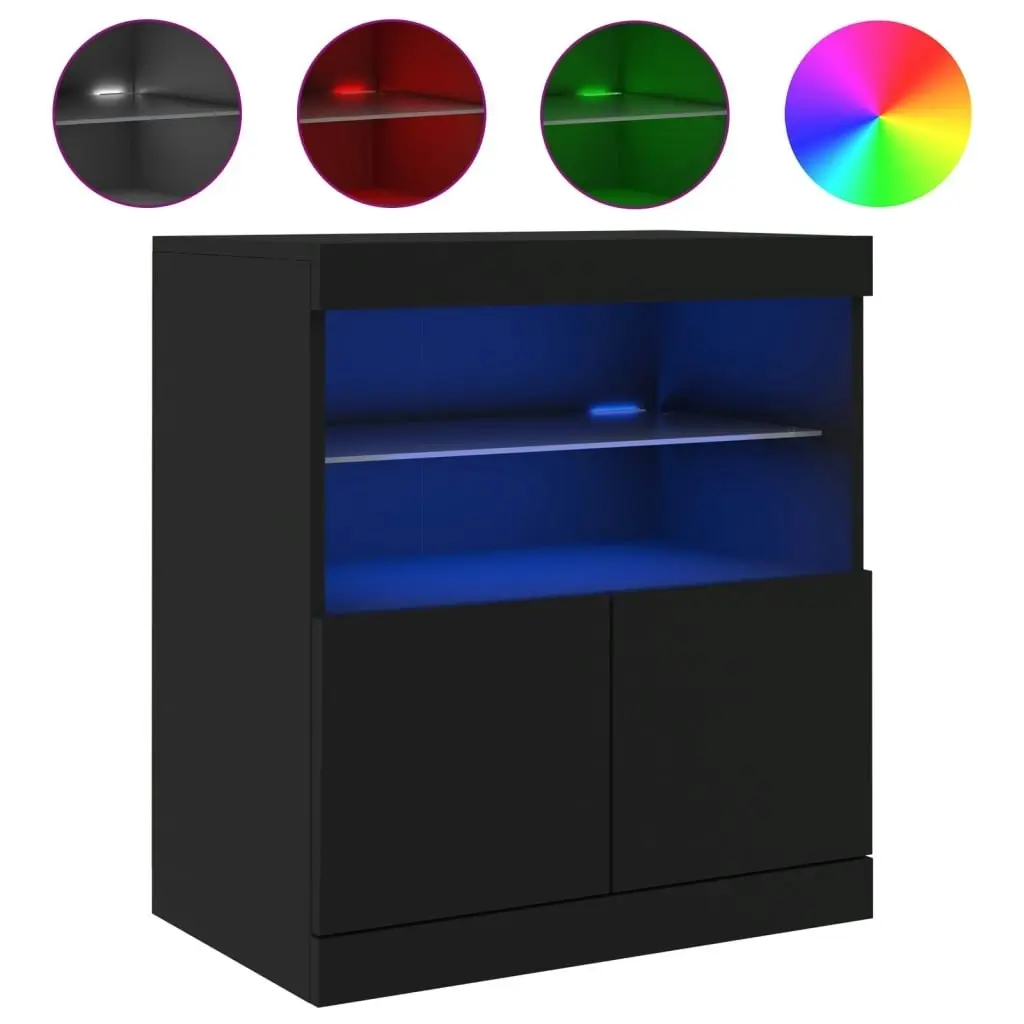 Sideboard with LED Lights Black 60x37x67 cm 836652