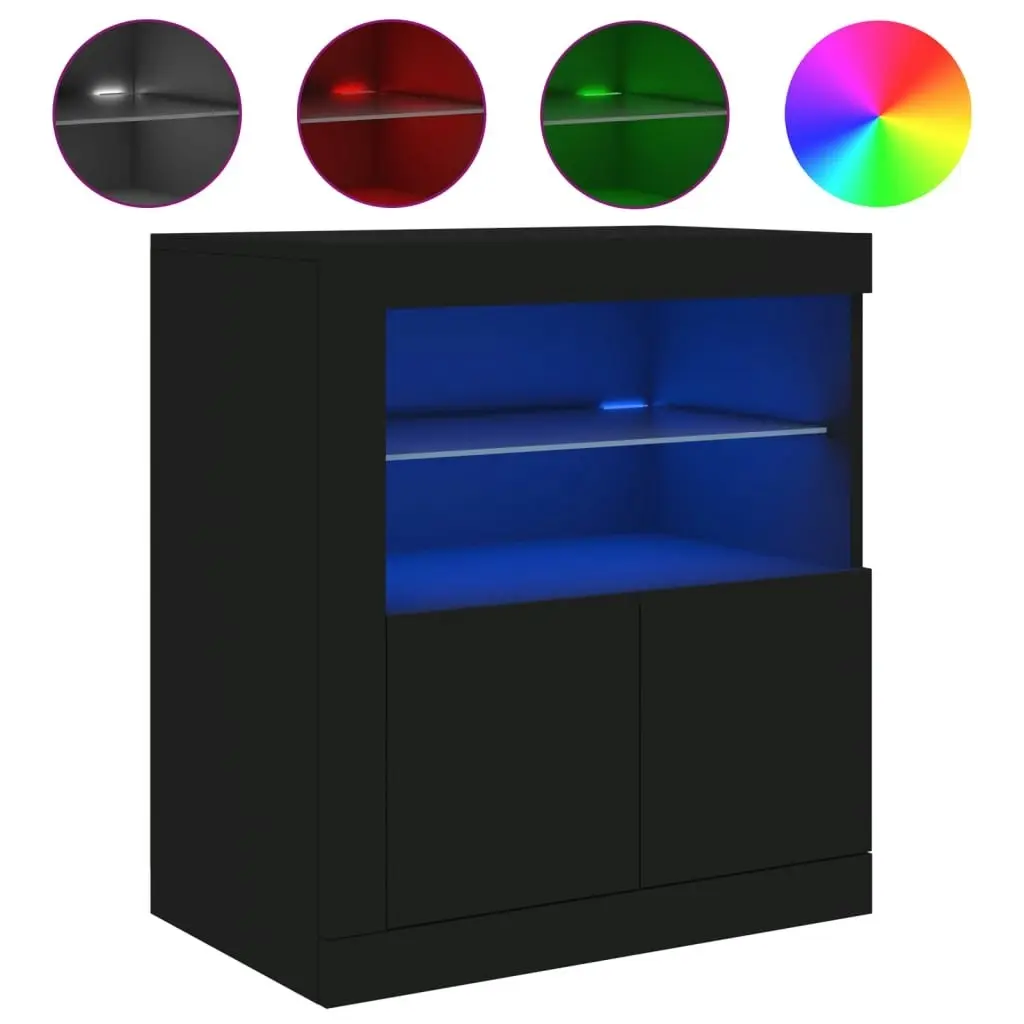 Sideboard with LED Lights Black 60.5x37x67 cm 836617