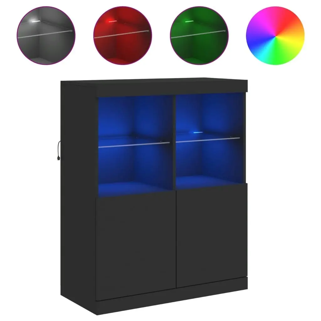 Sideboard with LED Lights Black 81x37x100 cm 836673