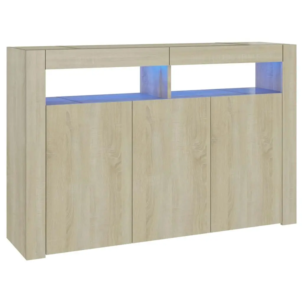 Sideboard with LED Lights Sonoma Oak 115.5x30x75 cm 804340