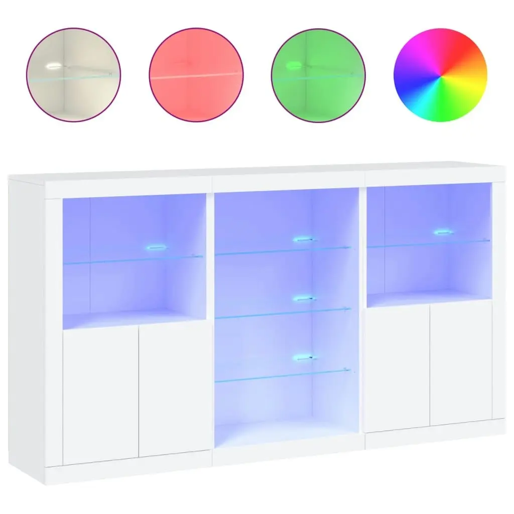 Sideboard with LED Lights White 181.5x37x100 cm 3209177