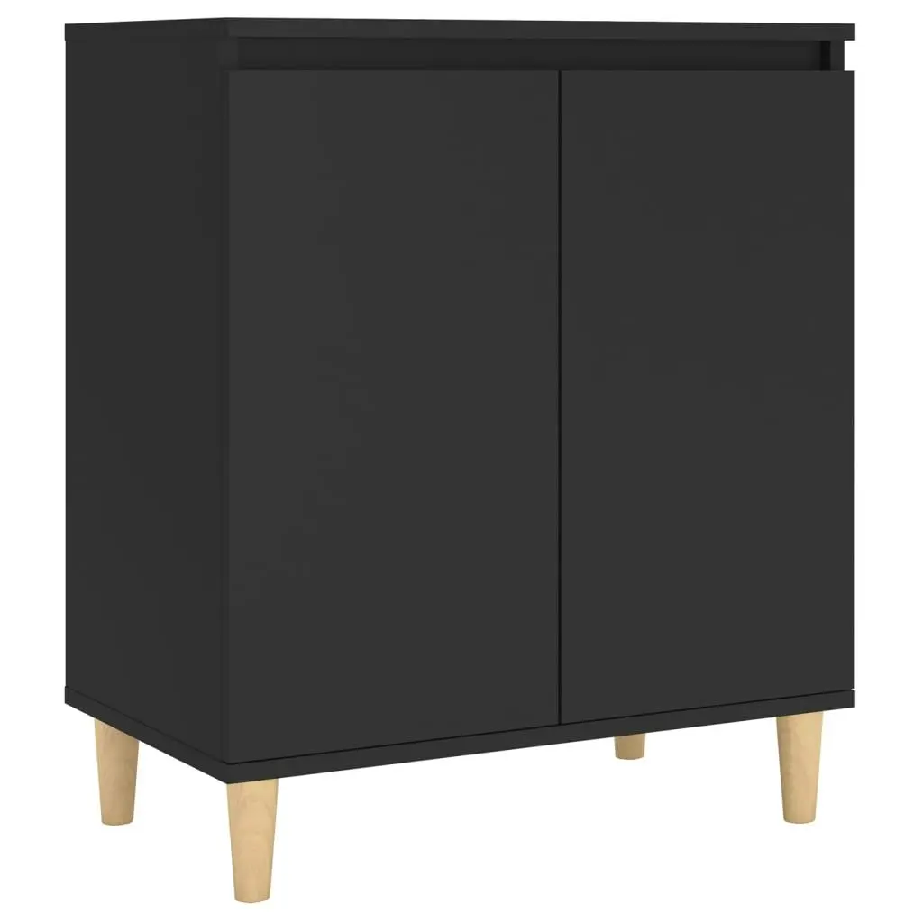 Sideboard with Solid Wood Legs Black 60x35x70 cm Engineered Wood 806068