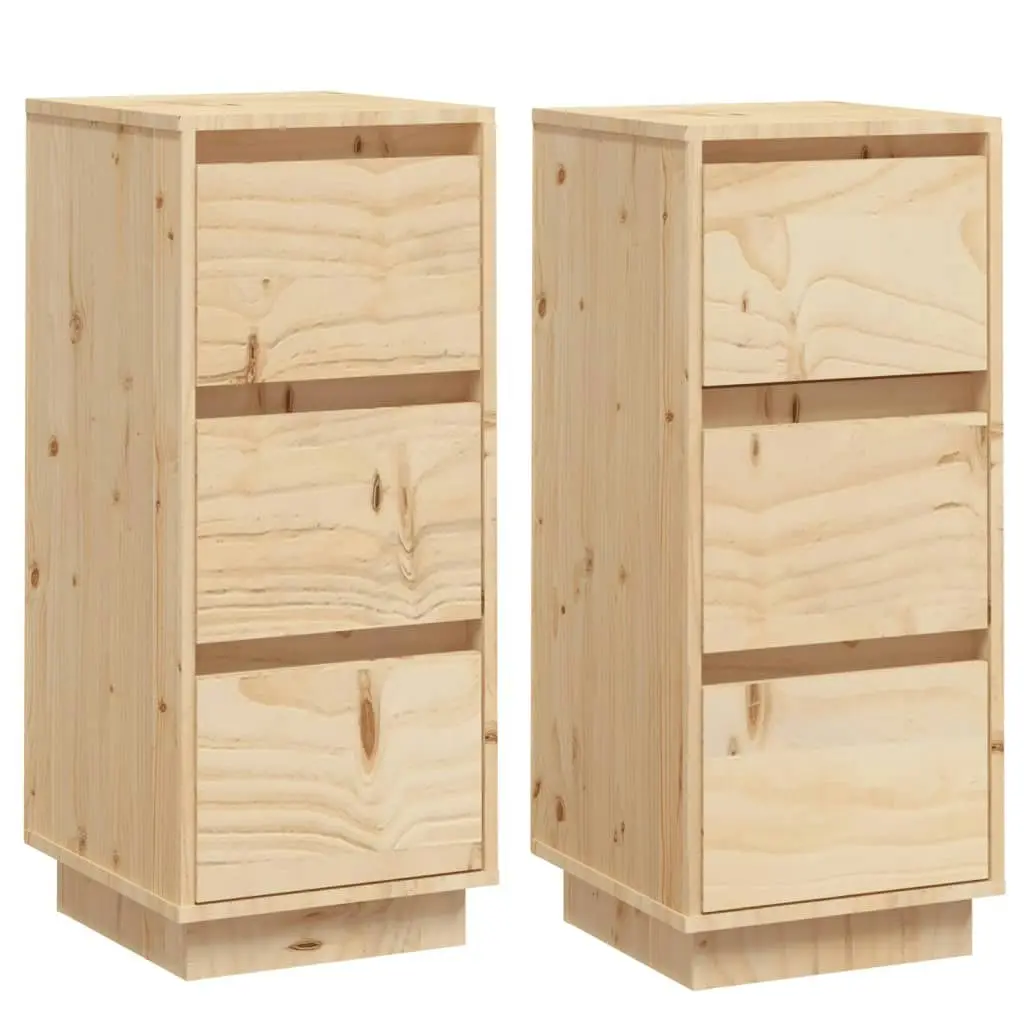 Sideboards 2 pcs 32x34x75 cm Solid Wood Pine 813366