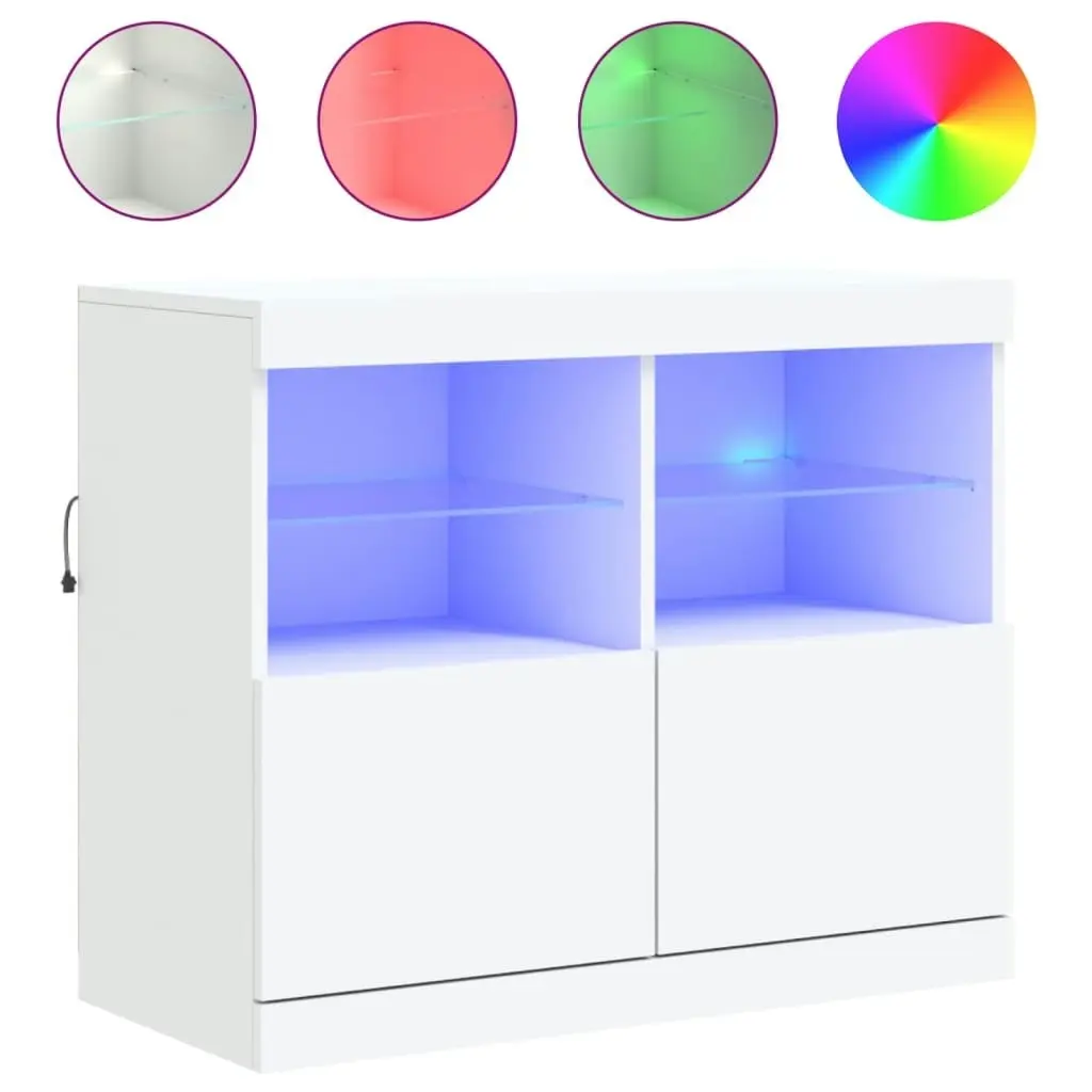 Sideboard with LED Lights White 81x37x67 cm 836658