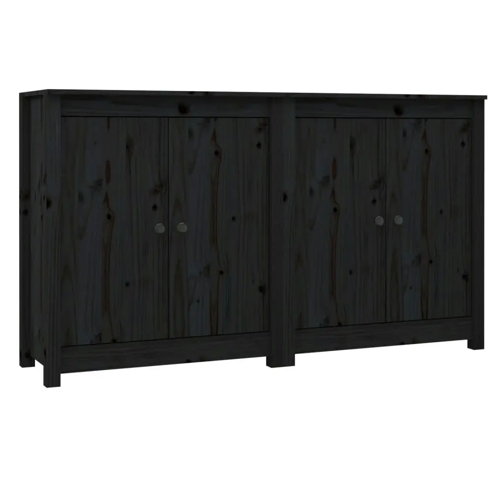 Sideboards 2 pcs Black 70x35x80 cm Solid Wood Pine 3114068