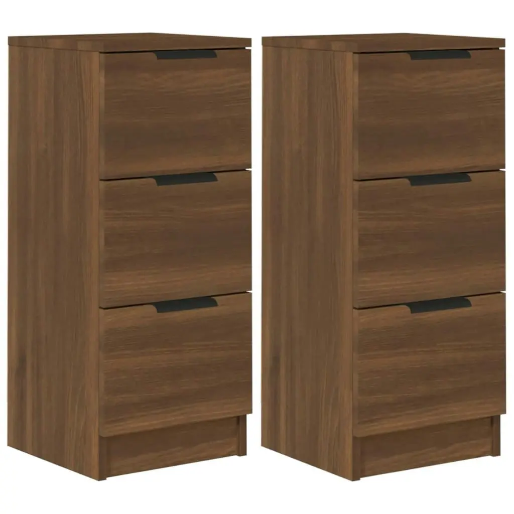 Sideboards 2 pcs Brown Oak 30x30x70 cm Engineered Wood 817017