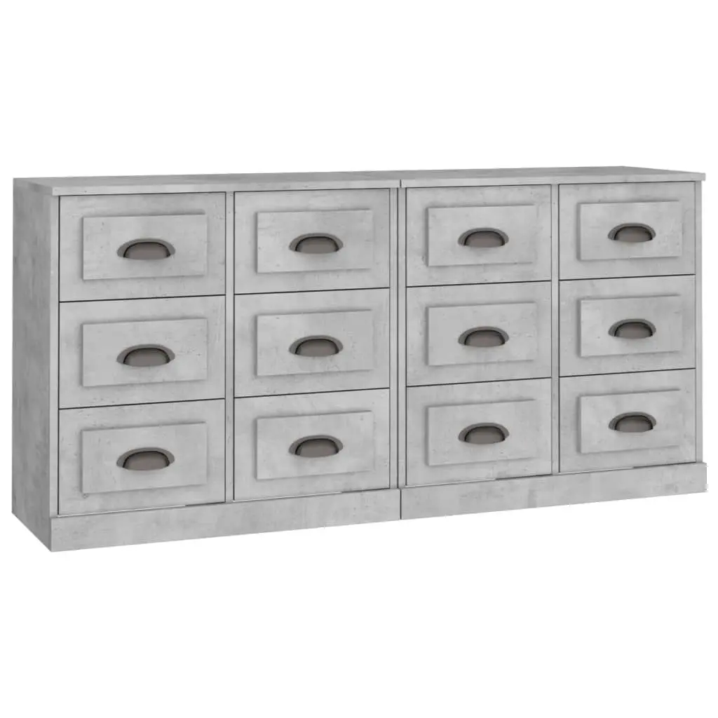 Sideboards 2 pcs Concrete Grey Engineered Wood 3185283