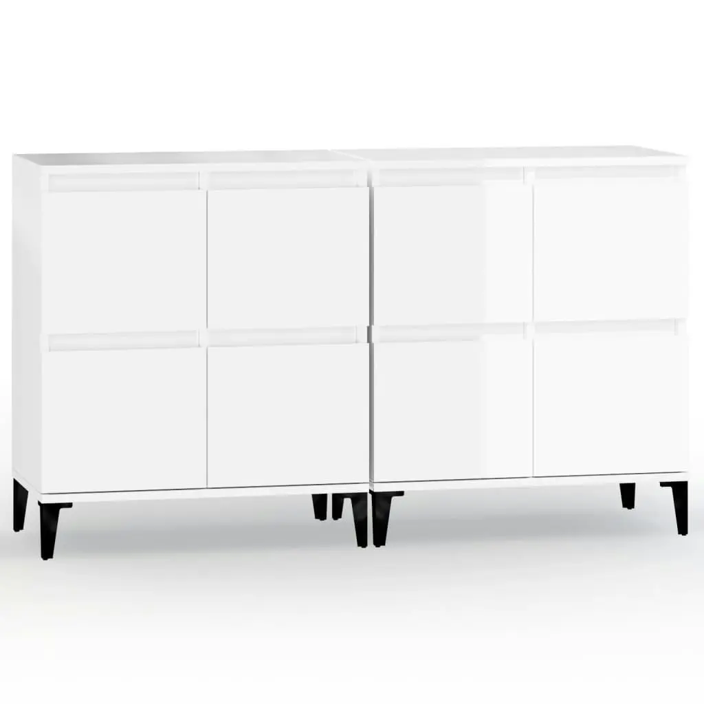 Sideboards 2 pcs High Gloss White 60x35x70 cm Engineered Wood 3185761