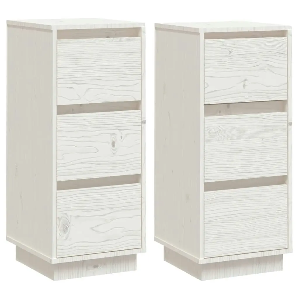 Sideboards 2 pcs White 32x34x75 cm Solid Wood Pine 813368