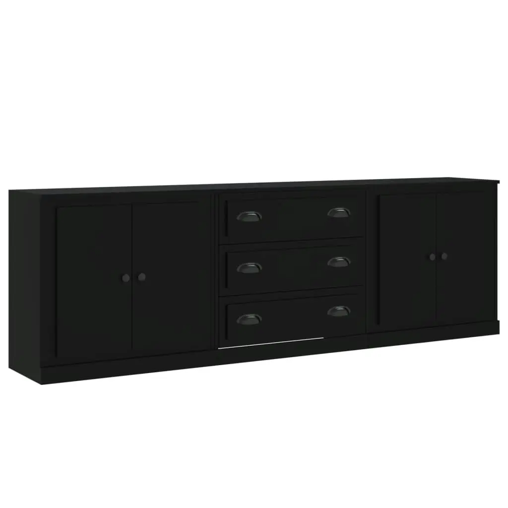 Sideboards 3 pcs Black Engineered Wood 3185216