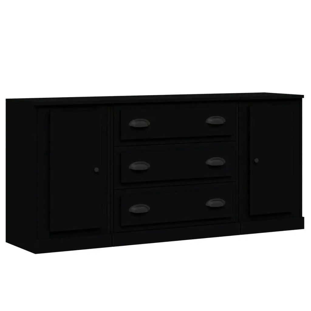 Sideboards 3 pcs Black Engineered Wood 3185248