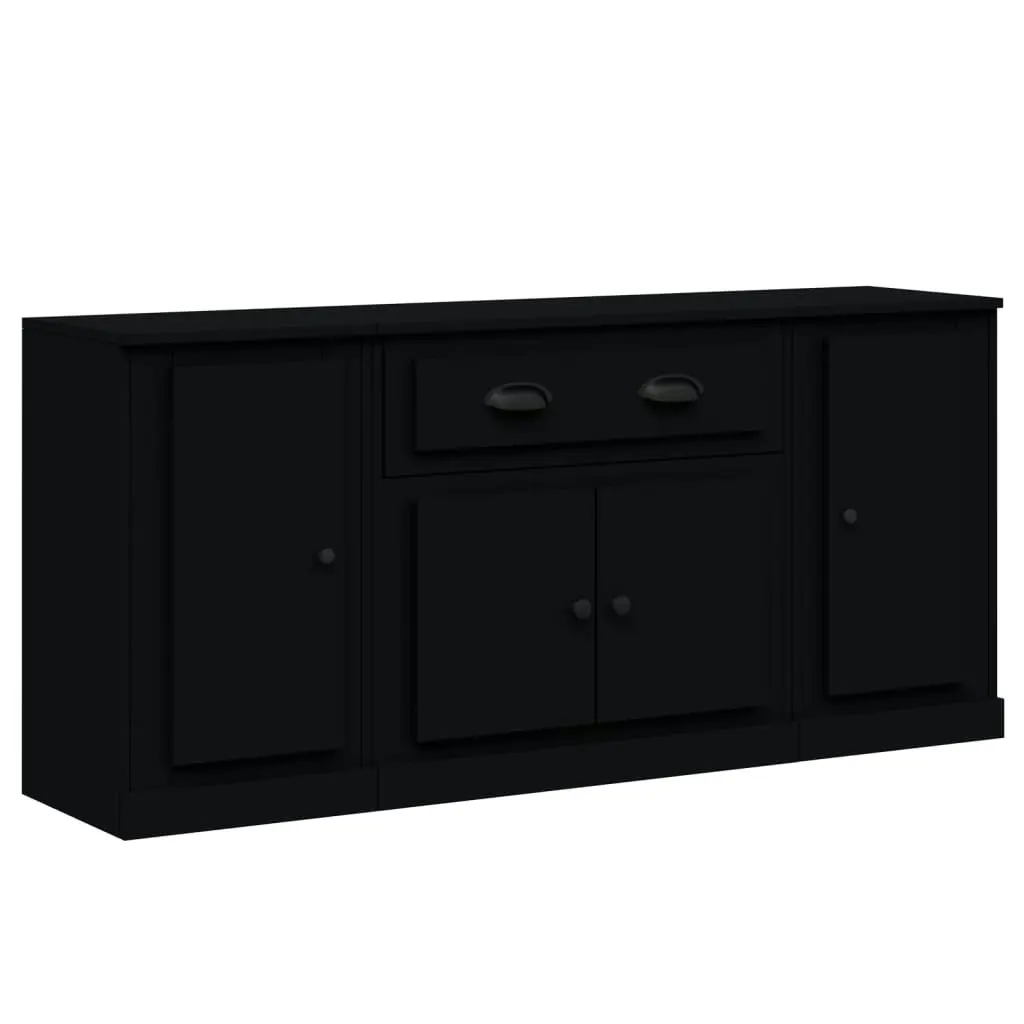 Sideboards 3 pcs Black Engineered Wood 3185272