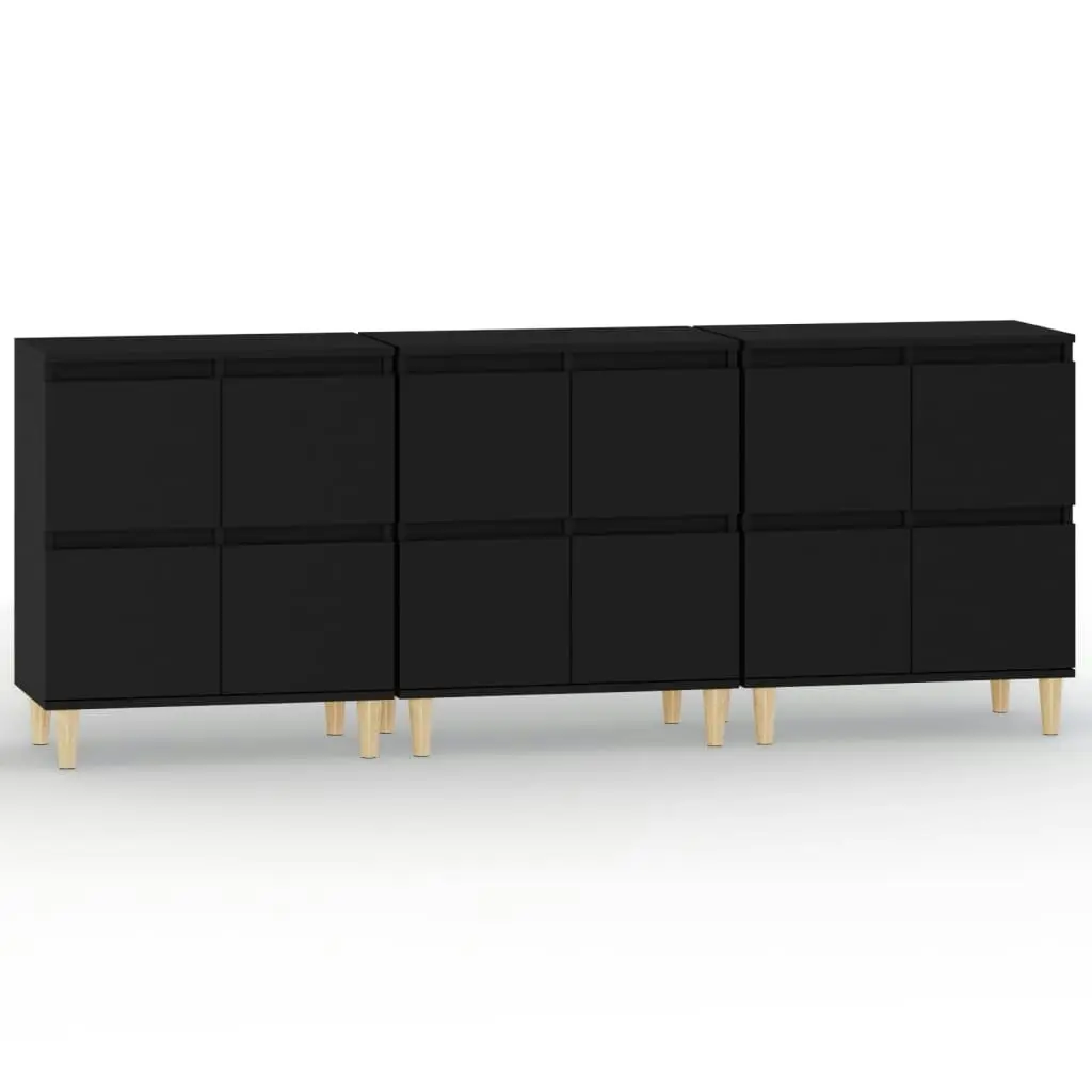 Sideboards 3 pcs Black 60x35x70 cm Engineered Wood 3185768