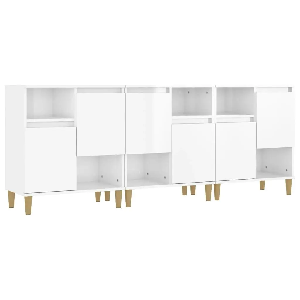 Sideboards 3 pcs High Gloss White 60x35x70 cm Engineered Wood 3185737