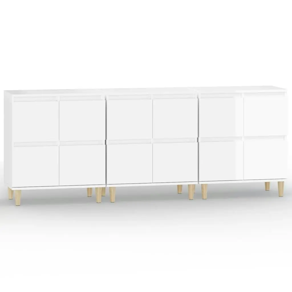 Sideboards 3 pcs High Gloss White 60x35x70 cm Engineered Wood 3185769