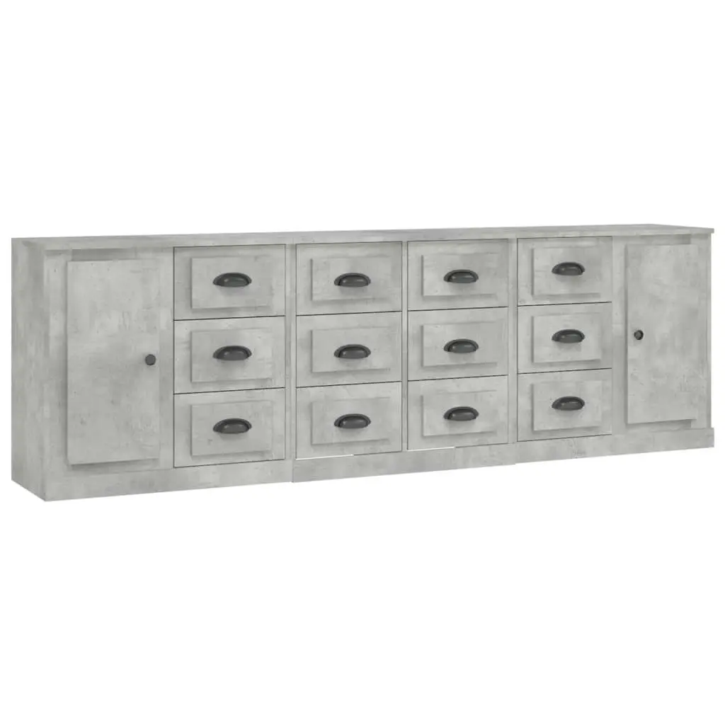 Sideboards 3 pcs Concrete Grey Engineered Wood 3185291