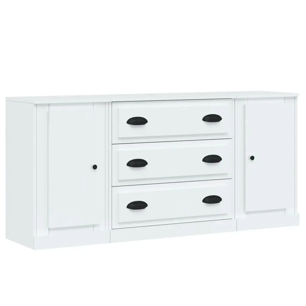 Sideboards 3 pcs High Gloss White Engineered Wood 3185249