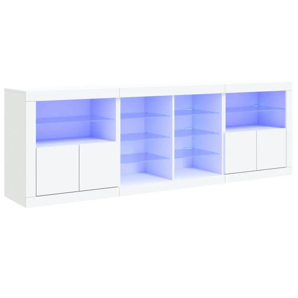 Sideboard with LED Lights White 202x37x67 cm 3209044