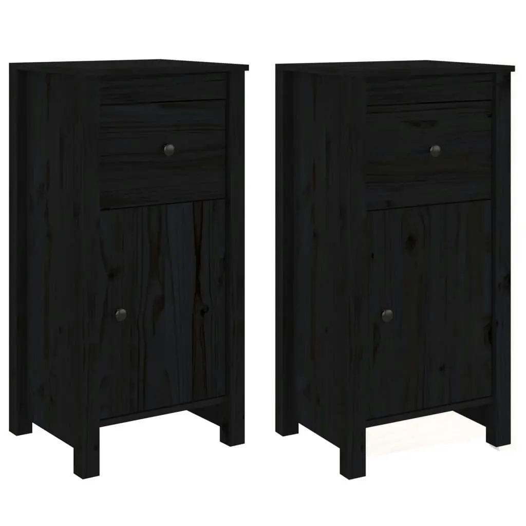 Sideboards 2 pcs Black 40x35x80 cm Solid Wood Pine 813763