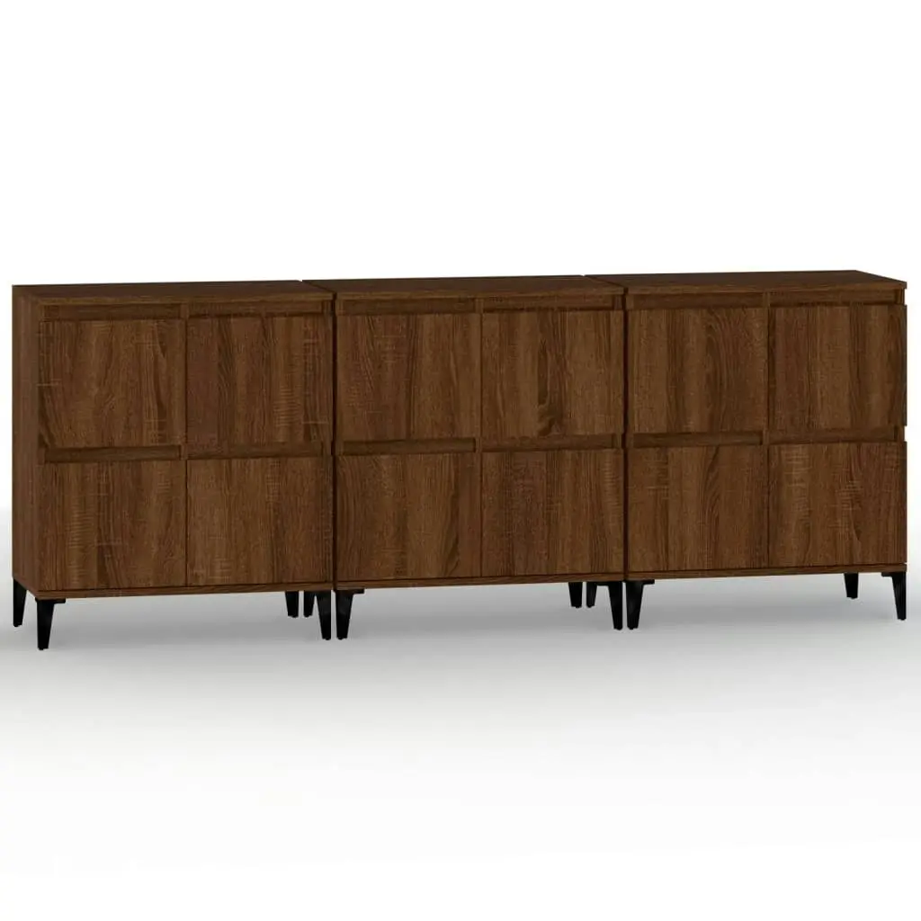 Sideboards 3 pcs Brown Oak 60x35x70 cm Engineered Wood 3185782