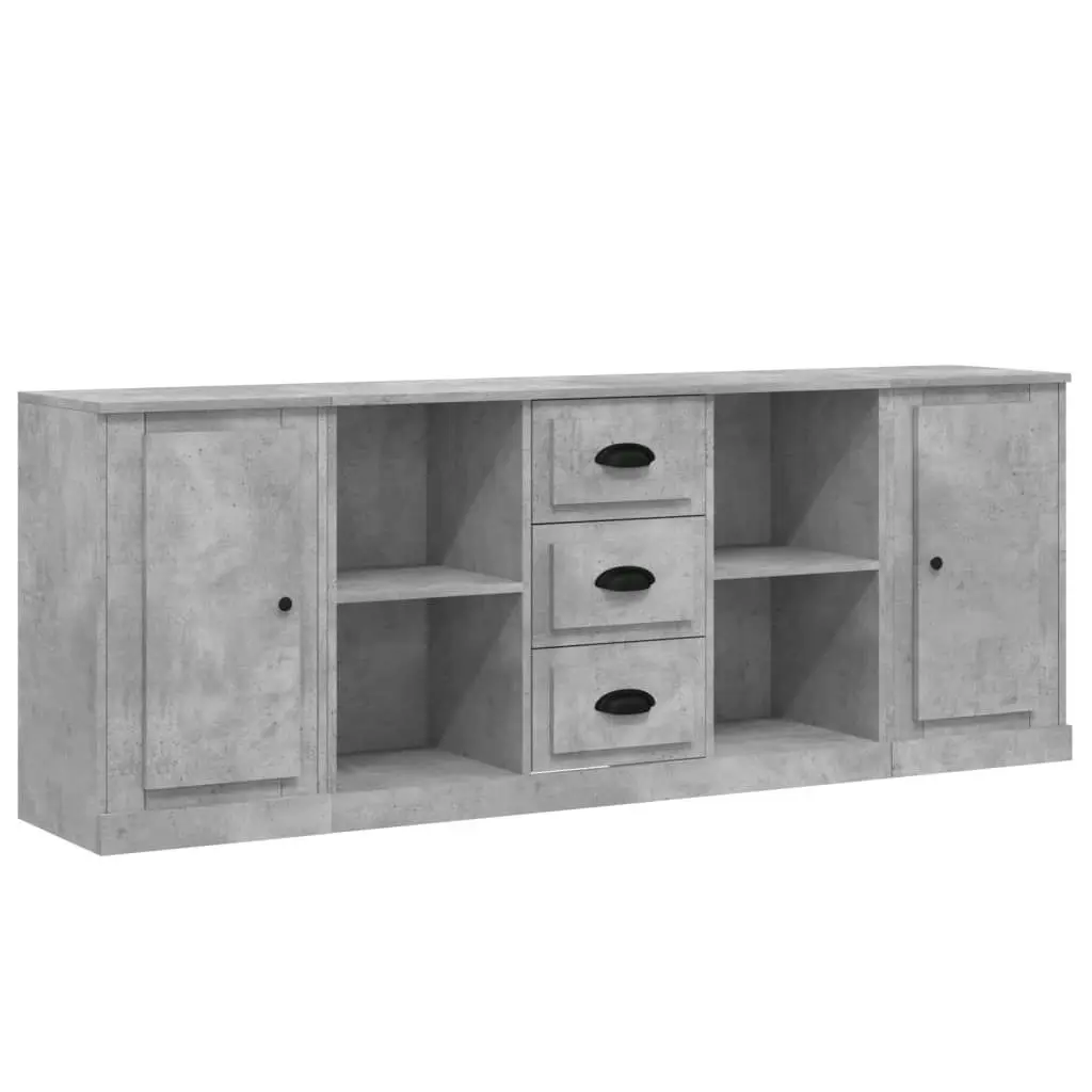 Sideboards 3 pcs Concrete Grey Engineered Wood 3185259