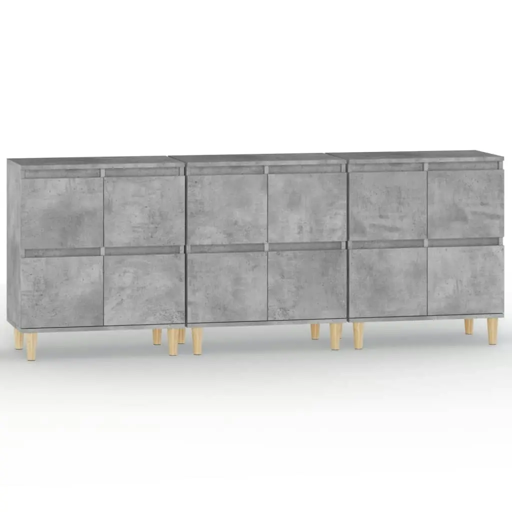 Sideboards 3 pcs Concrete Grey 60x35x70 cm Engineered Wood 3185771