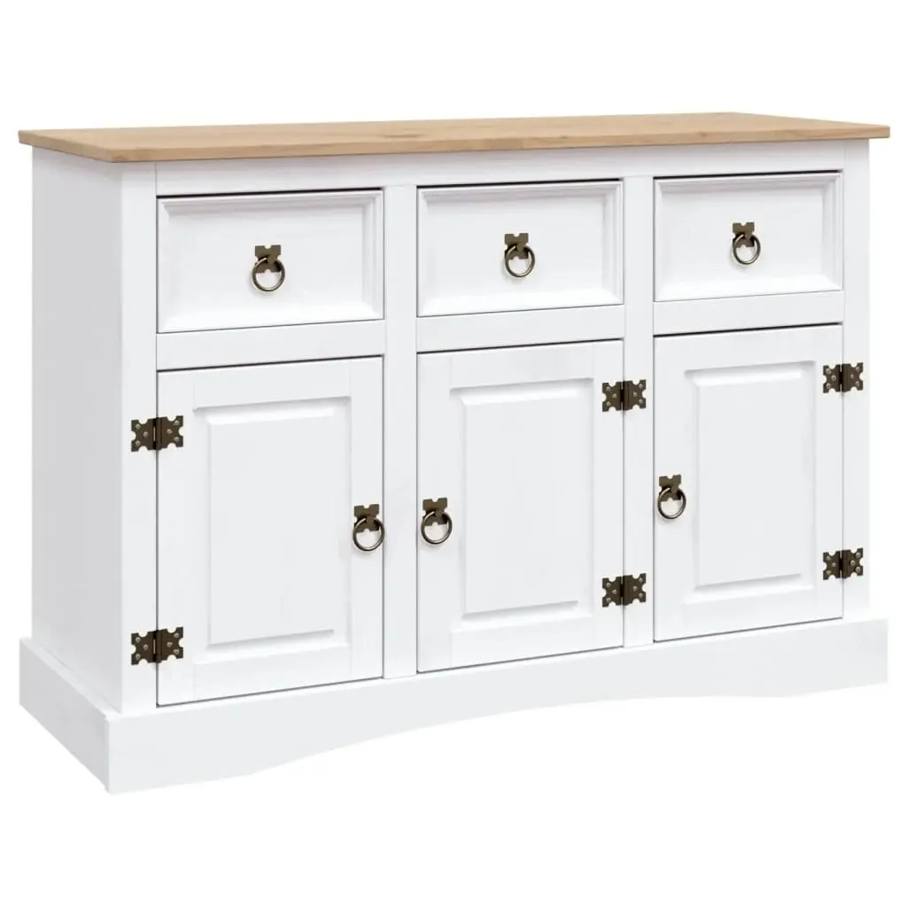 Sideboard Solid Mexican Pinewood Corona Range White 132x43x78 cm 282634