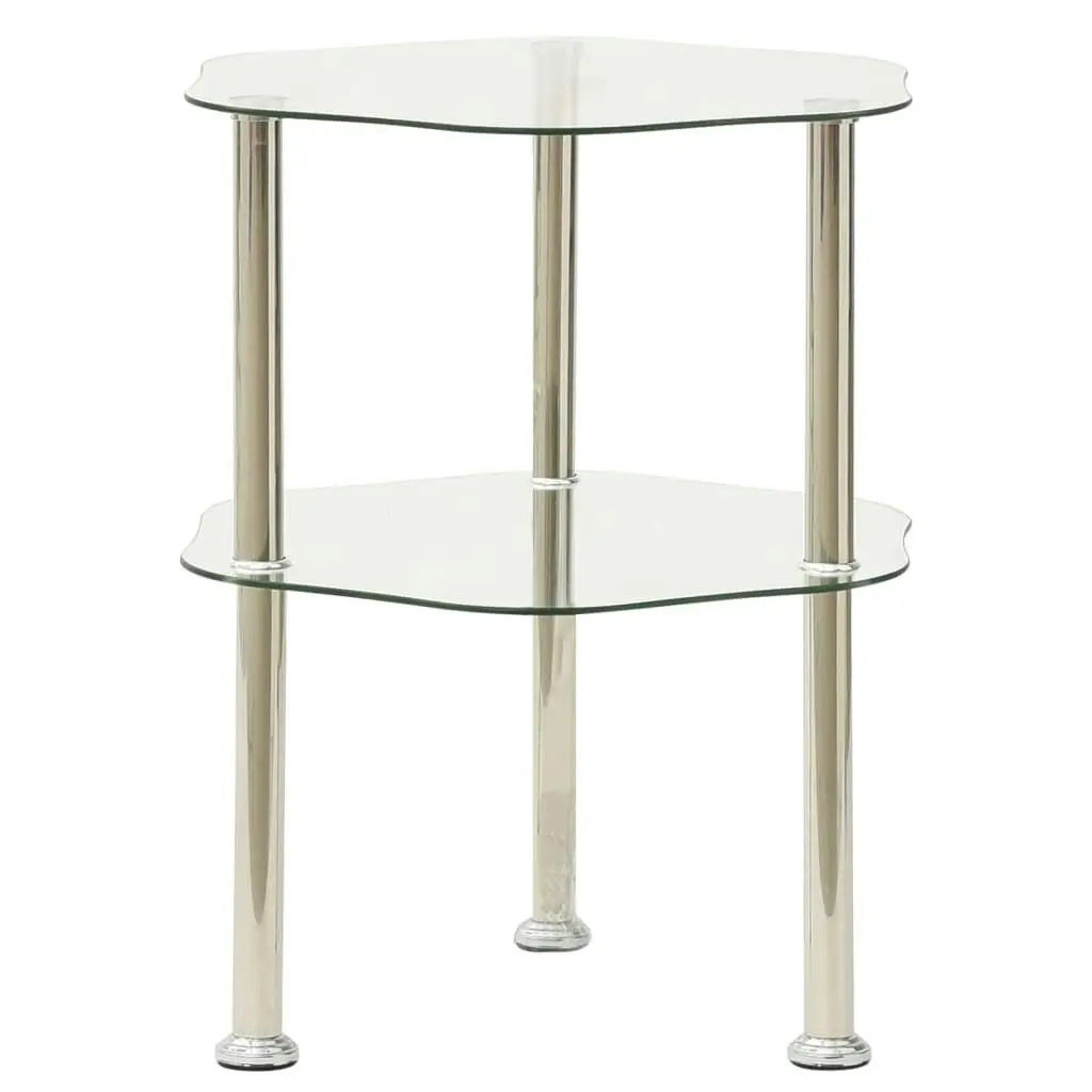 2-Tier Side Table Transparent 38x38x50 cm Tempered Glass 322790