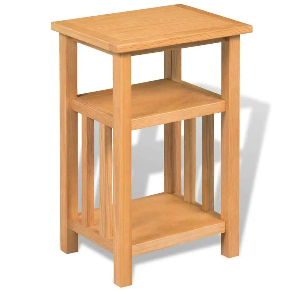 End Table with Magazine Shelf 27x35x55 cm Solid Oak Wood 244211