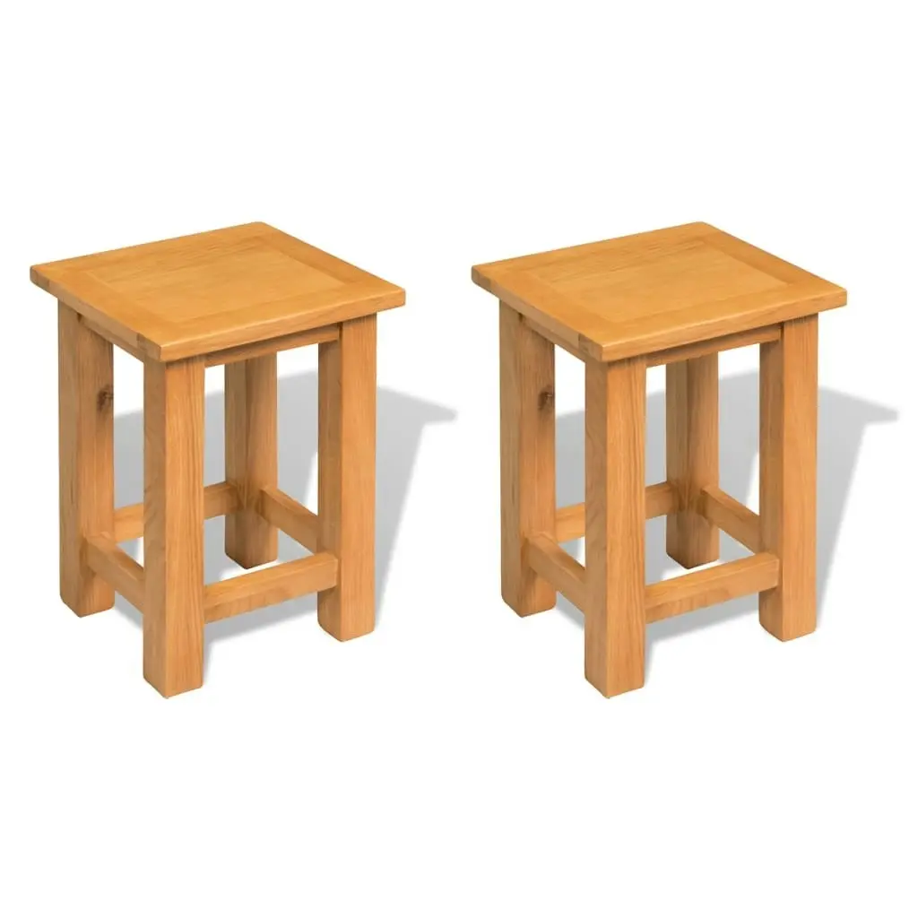 End Tables 2 pcs 27x24x37 cm Solid Oak Wood 3053417