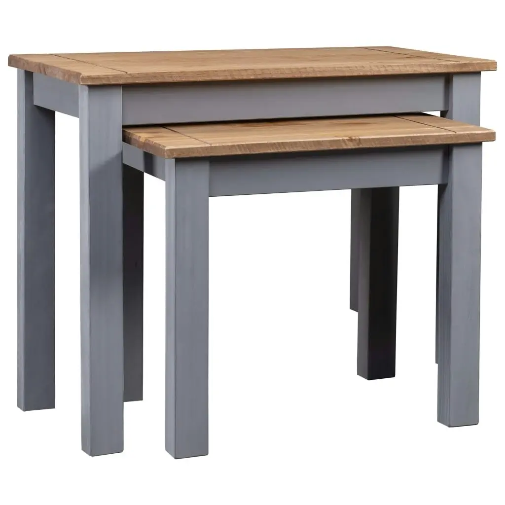 Nesting Tables 2 pcs Grey Solid Pine Wood Panama Range 282677