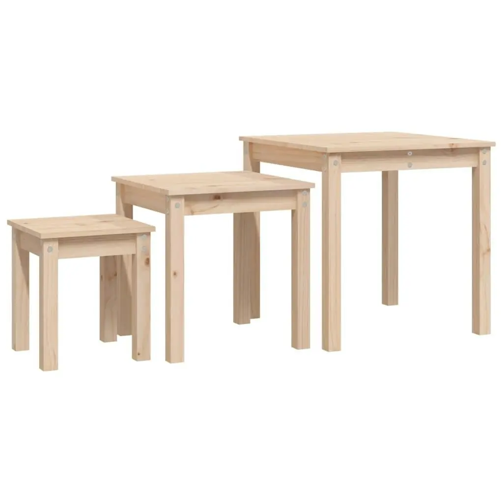 Nesting Tables 3 pcs Solid Wood Pine 824973