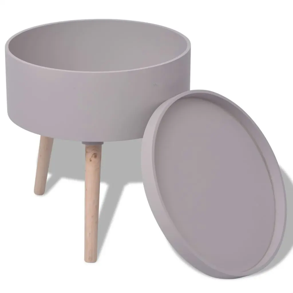 Side Table with Serving Tray Round 39.5x44.5 cm Grey 243404