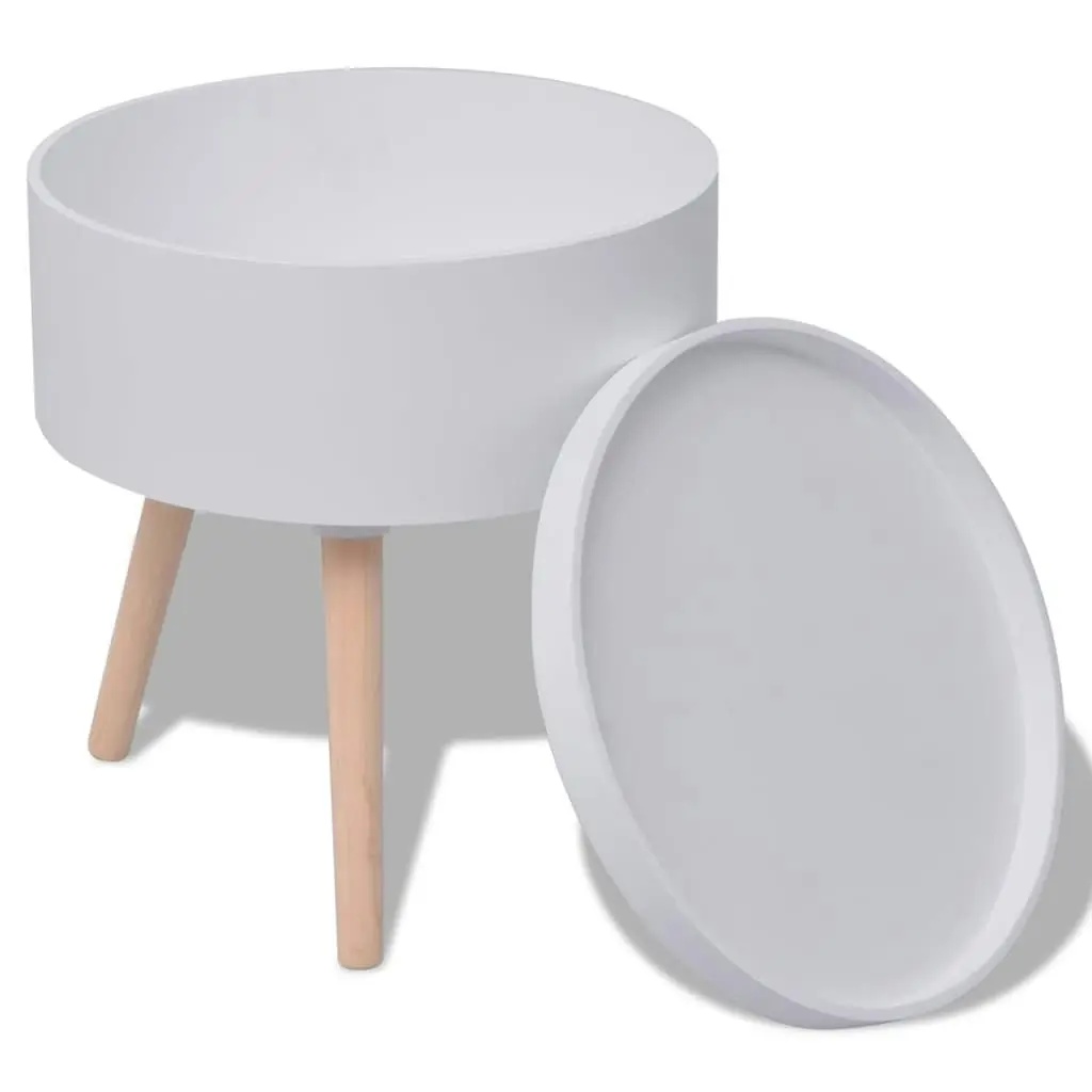 Side Table with Serving Tray Round 39.5x44.5 cm White 243402