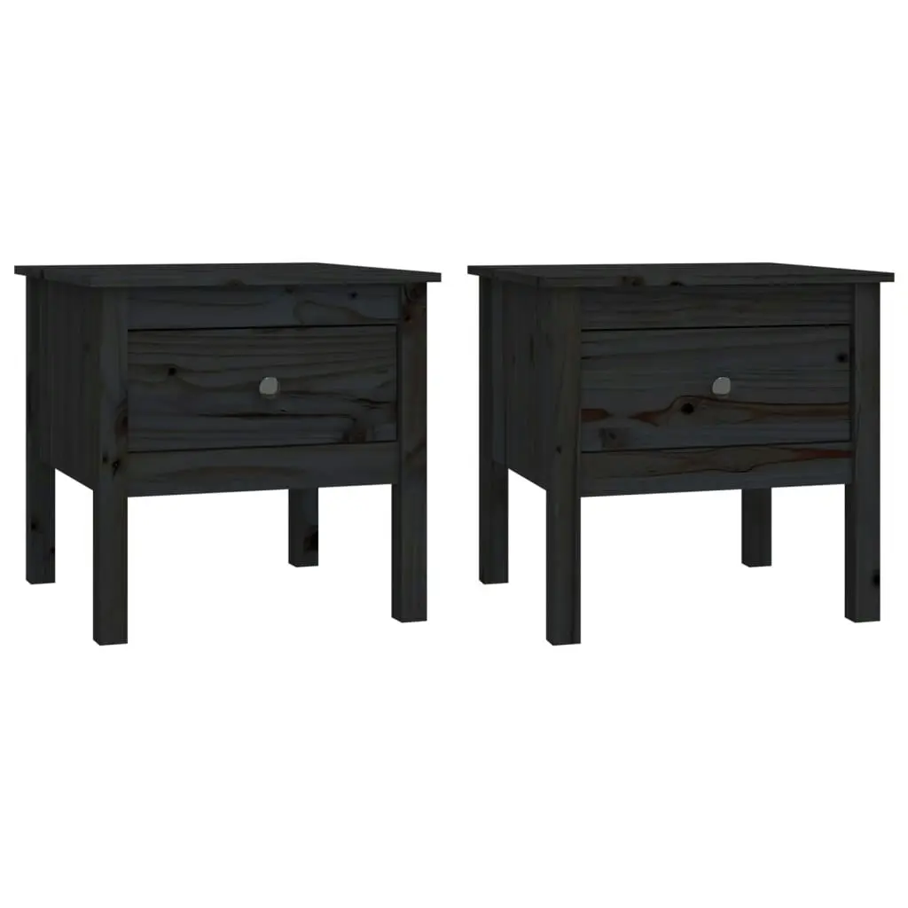 Side Tables 2 pcs Black 50x50x49 cm Solid Wood Pine 813803