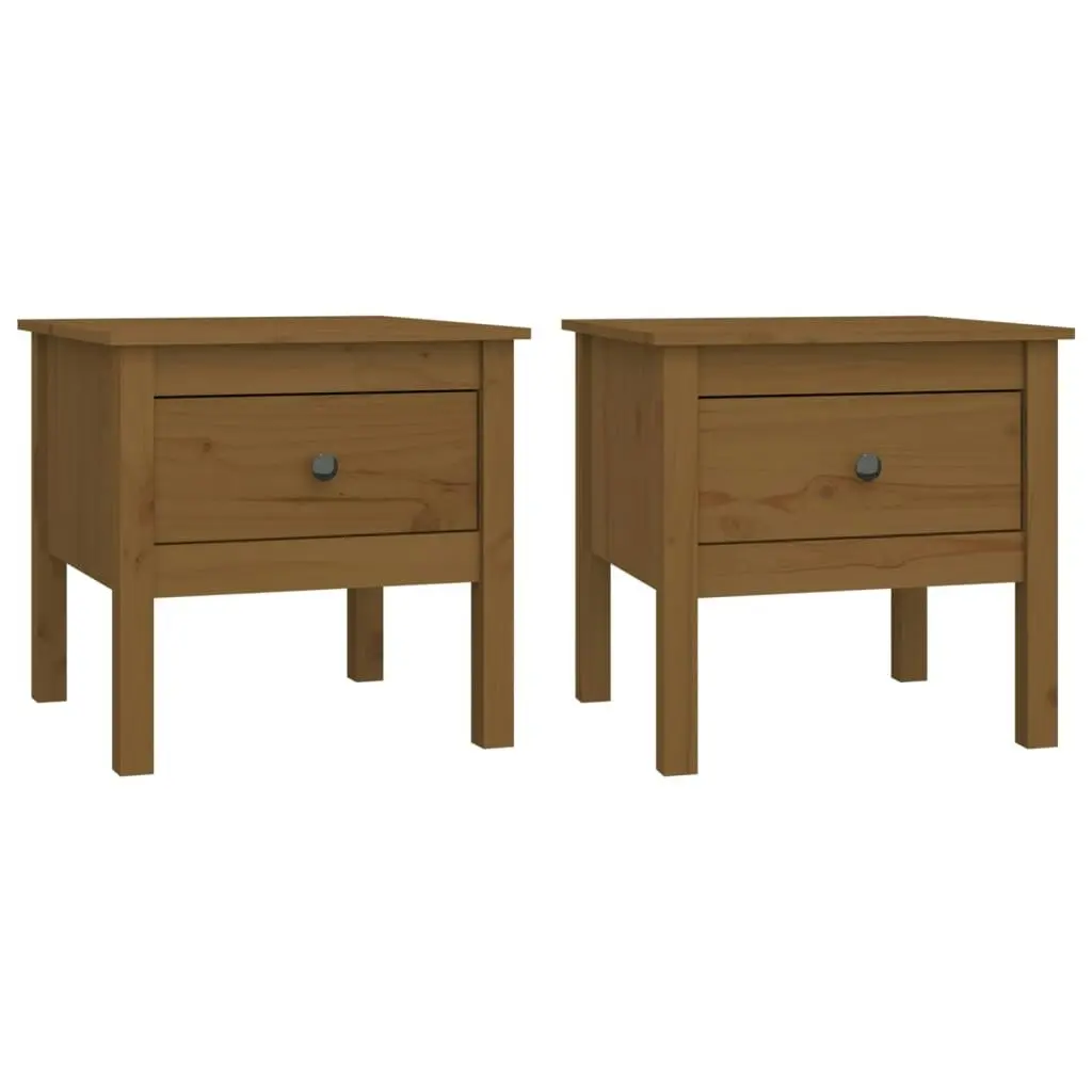 Side Tables 2 pcs Honey Brown 50x50x49 cm Solid Wood Pine 813801