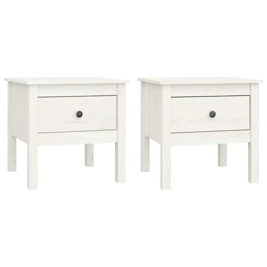 Side Tables 2 pcs White 50x50x49 cm Solid Wood Pine 813797