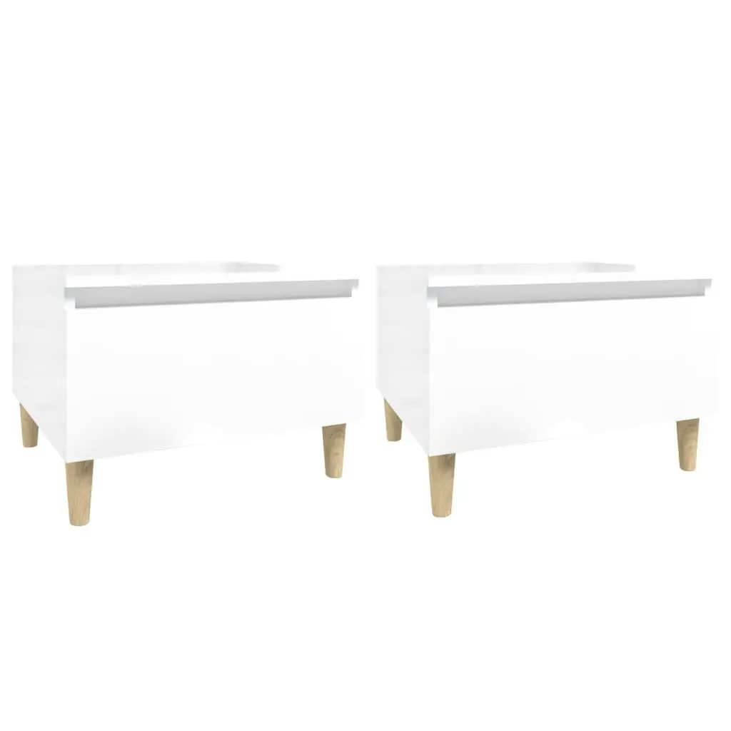 Side Tables 2 pcs High Gloss White 50x46x35 cm Engineered Wood 819505