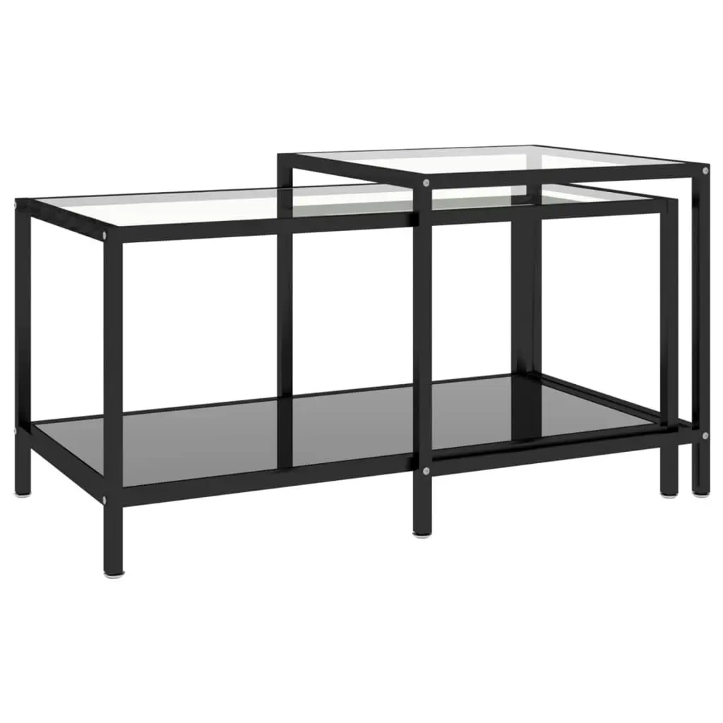 Tea Tables 2 pcs Tempered Glass Black 331614