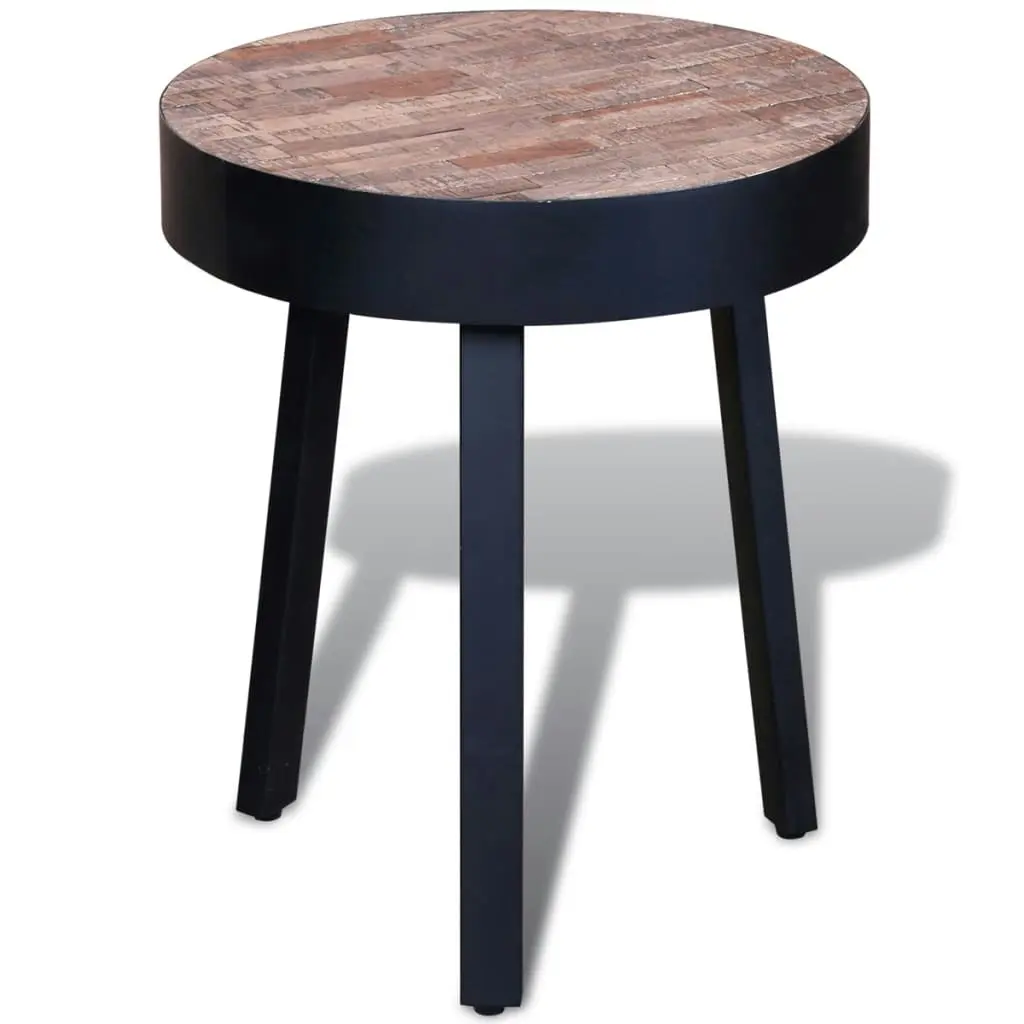 End Table Round Reclaimed Teak Wood 241713