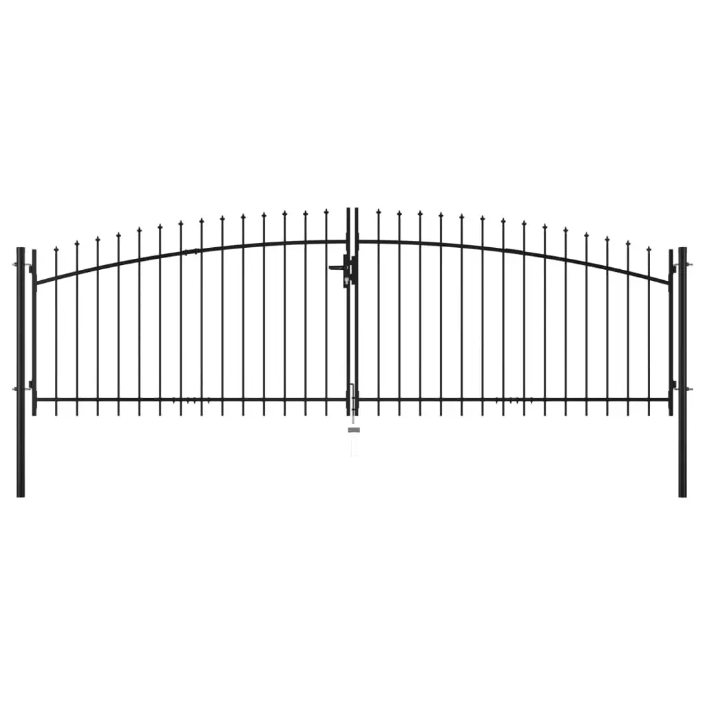 Double Door Fence Gate with Spear Top 400x175 cm 145739