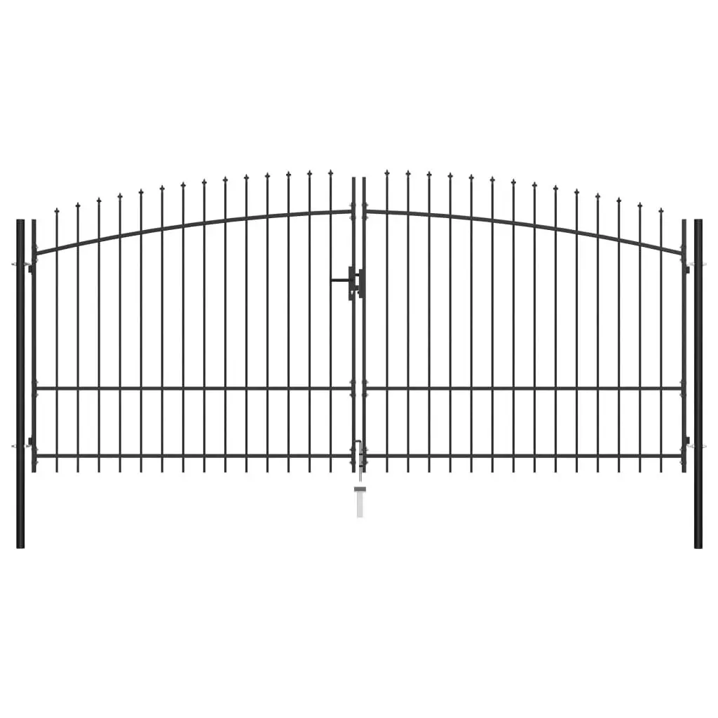 Double Door Fence Gate with Spear Top 400x225 cm 145741