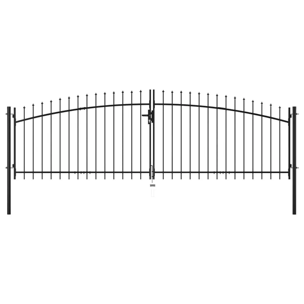 Double Door Fence Gate with Spear Top 400x150 cm 144360